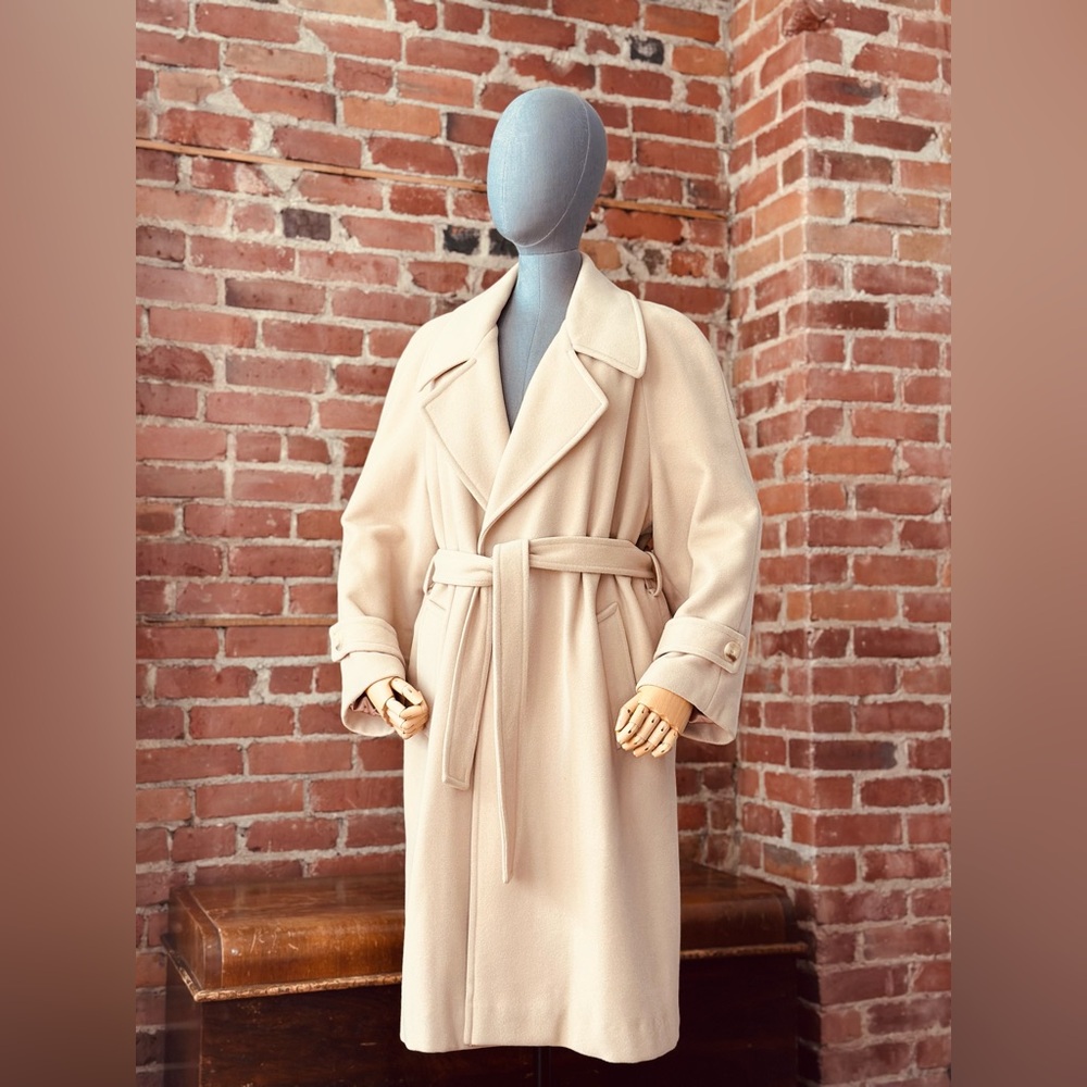 Vintage Camel Classic Lambswool Midi Coat | Belted Wrap Style - Picture 7 of 17